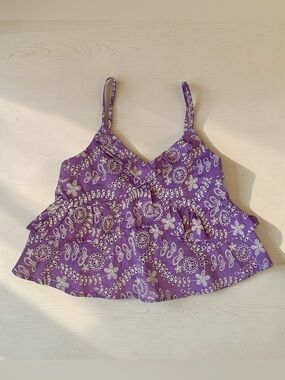 Mittoshop Lavender Embroidered Ruffle Tank Woman Size L